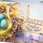 Húsvéti ajándéktáska 23x18x10cm, közepes, fekvő, tojások kosárban - CARDEX fotó
