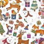 Karácsonyi matrica, téli állatok ajándékokkal, 15x17cm - DP CRAFT fotó
