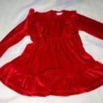 piros fodros tükörbársony ruha 3 hó 56 - 62 cm F and F h: 35 cm mb: 45-58 cm fotó