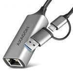 AXAGON ADE-TXCA USB-C + USB-A Gigabit Ethernet Adapter Grey ADE-TXCA Hálózat Hálókártya fotó
