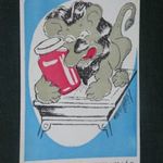 Kártyanaptár, Szigetvár konzervgyár , grafikai rajzos, oroszlán szobor, 1983. , Q, fotó
