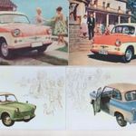 Borítéknyi képeslap no 4 16 db Trabant 500 - 600 - 601 képeslap fotó