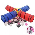 Többszínű gyerek-játszóalagút 250 labdával fotó