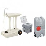 Hordozható kemping-WC és -kézmosóállvány víztartállyal fotó