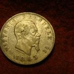 Olasz ezüst 1 lira 1863 MBN, patina fotó