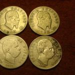 Olasz ezüst 1 lira 4 féle év egyben 1863, 67, 86, 87 20 gramm 0.835 /leírás/ fotó