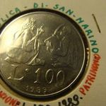 San Marino acél 100 lira 1989 UNC, tokban fotó