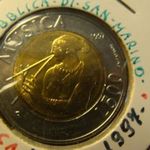 San Marino bimetál 500 lira 1997 UNC, tokban fotó