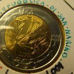 San Marino bimetál 500 lira 2001 UNC, tokban fotó