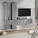 Szürke-sonoma színű falra szerelhető szerelt fa TV-szekrény fotó
