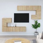 Sonoma-tölgyszínű falra szerelhető szerelt fa TV-szekrény fotó