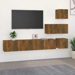 Füstös tölgyszínű falra szerelhető szerelt fa TV-szekrény fotó