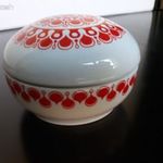 Alföldi porcelán piros mintás bonbonier, cukortartó fotó