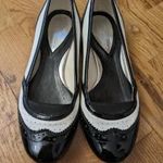 DOLCIS női 37-es fekete-fehér bőr balerína fazonú elegáns kis cipő , vintage kicsit, újszerű cipő fotó