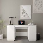 Tömör fenyőfa íróasztal fehér 140 x 50 x 75 cm fotó