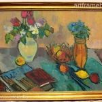 Doór Ferenc ( 19186-) Asztali csendélet c. képcsarnokos olajfestménye 90x70cm EREDETI GARANCIÁVAL ! fotó