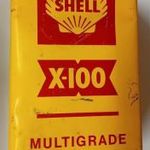 SHELL X-100 MULTIGRADE Motor Oil, régi 4, 5L olajos fém kanna fotó