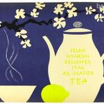 Villamosplakát: Közért - télen nyáron kellemes ital az illatos tea, 1960, teáskanna, csésze fotó