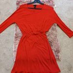 H&M női 34-36-os piros színű nyári ruha, viszkóz anyagú , laza fazonú, 3/4-es újjú fotó