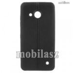 MICROSOFT Lumia 550, Szilikon mobiltok, bőrhatás, Fekete fotó