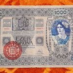 1902 -es 1000 Korona Magyar kiadású bankó Magyar felülbélyegzéssel !!!! (L1354) fotó