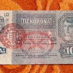 1915 -ös 10 Korona vízjeles Magyar kiadású bankó Magyar felülbélyegzéssel (L1342) fotó