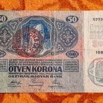 1914 -es 50 Korona vízjeles bankó Magyar felülbélyegzéssel !!!! RITKÁBB!!! (L1348) fotó