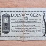 1939 Bolváry Géza Kispest órás mester reklámlap, hátoldalon részletfizetés nyugta: női aranyóra fotó