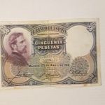 Spanyolország 50 peseta 1931 P82 VF bankjegy fotó