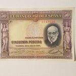 Spanyolország 50 peseta 1935 P88 EF bankjegy fotó