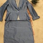 ANTONELLE női S-M-es 100% selyem blézer+ szoknya , selyem kosztüm, szép kék színben , FRANCIA fotó