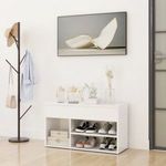 Magasfényű fehér forgácslap cipőtároló pad 80 x 30 x 45 cm fotó