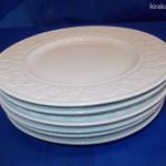 Gyönyörű szép 6 darab fehér süteményes tányér dombornyomtt mintával fotó