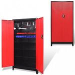 Fekete és piros 2 ajtós acél szerszámos szekrény 90x40x180 cm fotó