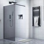 Diplon Walk-in 100 cm széles zuhanyfal matt fekete kerettel, 8 mm vastag edzett szürke üveggel, 1... fotó