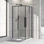 Diplon 80x80 cm fekete szögletes két tolóajtós zuhanykabin, 6 mm edzett víztiszta üveggel, 195 cm... fotó