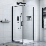 Diplon 90x90 cm fekete egy nyílóajtós szögletes zuhanykabin, 8 mm edzett áttetsző üveggel, 195 cm... fotó