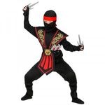 Widmann Piros harcos Ninja jelmez fegyverekkel - 128 cm (38566) fotó