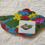 Fa oktató puzzle számos és betűs színes kirakó fejlesztő játék "Tank" fotó