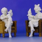 0I026 Régi HERLENA biszkvit porcelán szobor pár fotó
