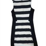 MANGO SUIT elegánsabb/alkalmi fekete-fehér csíkos, (pamut)jersey női ruha, EUR L-es, SZÉP ÁLLAPOTÚ fotó