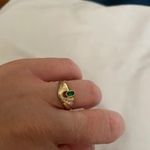 14 karátos zöld köves sárga arany gyűrű 56-os 3, 17 gramm fotó