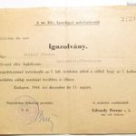 II.Világháborús Ipari Miniszter Mozgási engedély I.Hadtest 1944.december. fotó