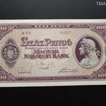 Minőségi bankjegy: 1945 100 pengő hajtatlan, szép fehér papír aUNC fotó