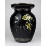 1L962 Régi fekete üveg váza ezüst díszítéssel 22 cm fotó