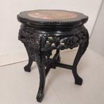 Antik kínai bútor asztal dúsan faragott márványlapos kaspó váza tartó 122 fotó