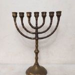 Antik patinás sárgaréz menora menóra zsidó gyertyatartó 7 ágú réz gyertya tartó 329 6812 fotó