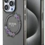 Guess GUHMP15LHFWFCK iPhone 15 Pro 6.1" fekete keménytok IML Virágkoszorú MagSafe fotó