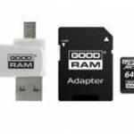 Goodram M1A4-0640R12 microSDHC 64GB CL10 memóriakártya + adapter + kártyaolvasó - GOODRAM fotó