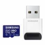 Samsung MD-MD512KB/EU PRO Plus microSDXC, 512 GB, UHS-I U3 memóriakártya kártyaolvasóval - SAMSUNG fotó